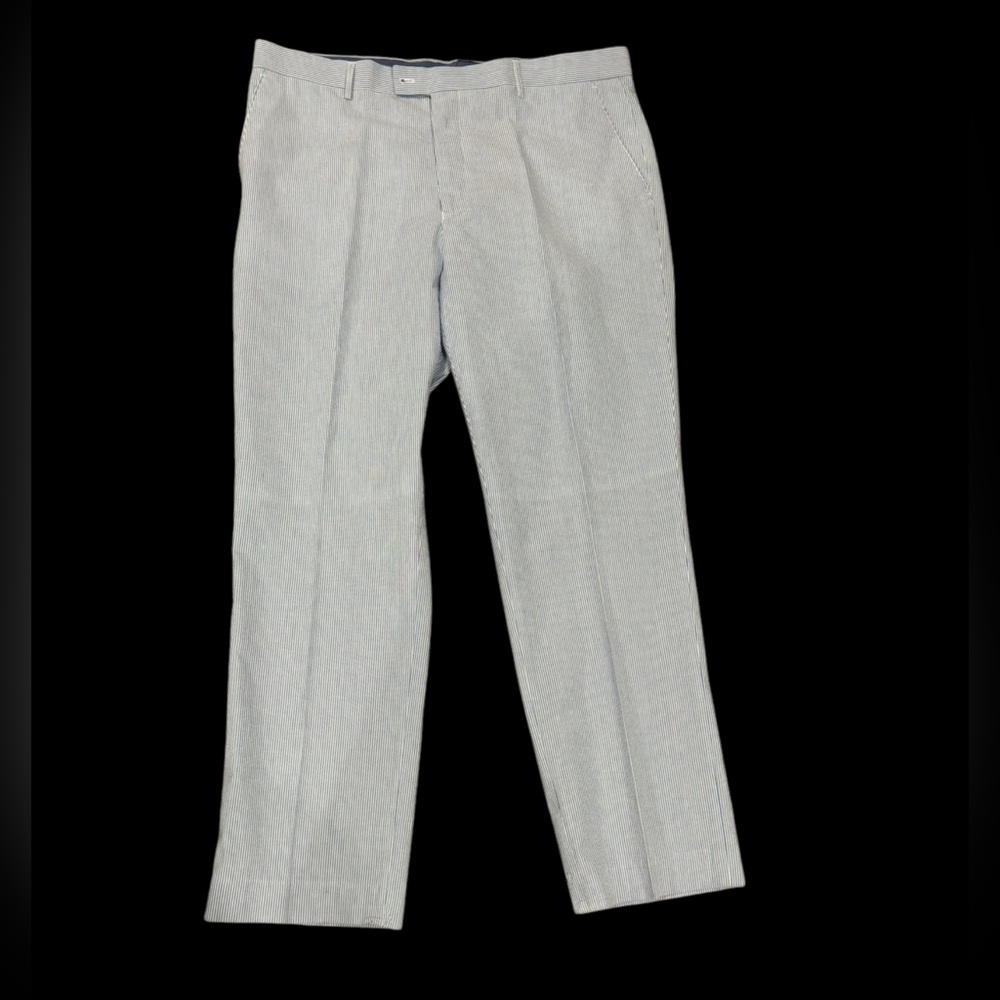 Linea Uomo Men's Grayish Blue/White Stripped Dress Pants Slacks-size 40x32